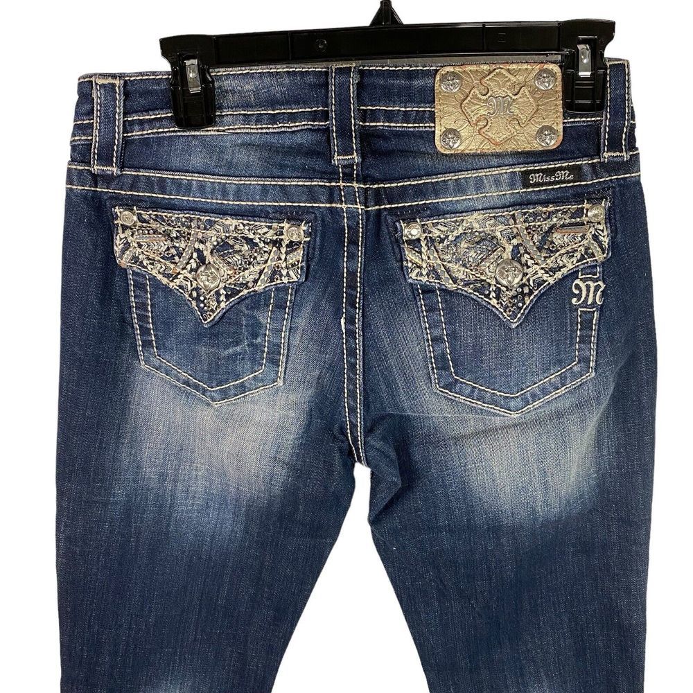 NWT Miss Me Jeans Womens Size‎ 26 Boyfriend Ankle Denim Embellished Flap Pockets